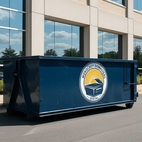 A Monocacy Dumpster roll-off container at a commercial building in Frederick County