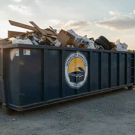 A Monocacy Dumpster container loaded with household junk from a Frederick County cleanout