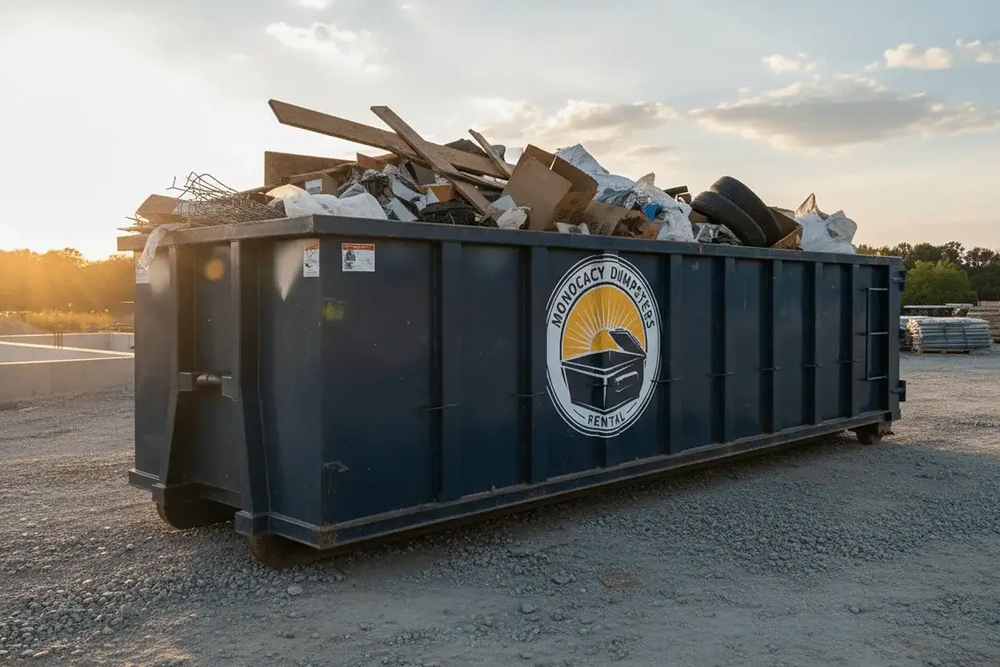 A Monocacy Dumpster container loaded with household junk from a Frederick County cleanout